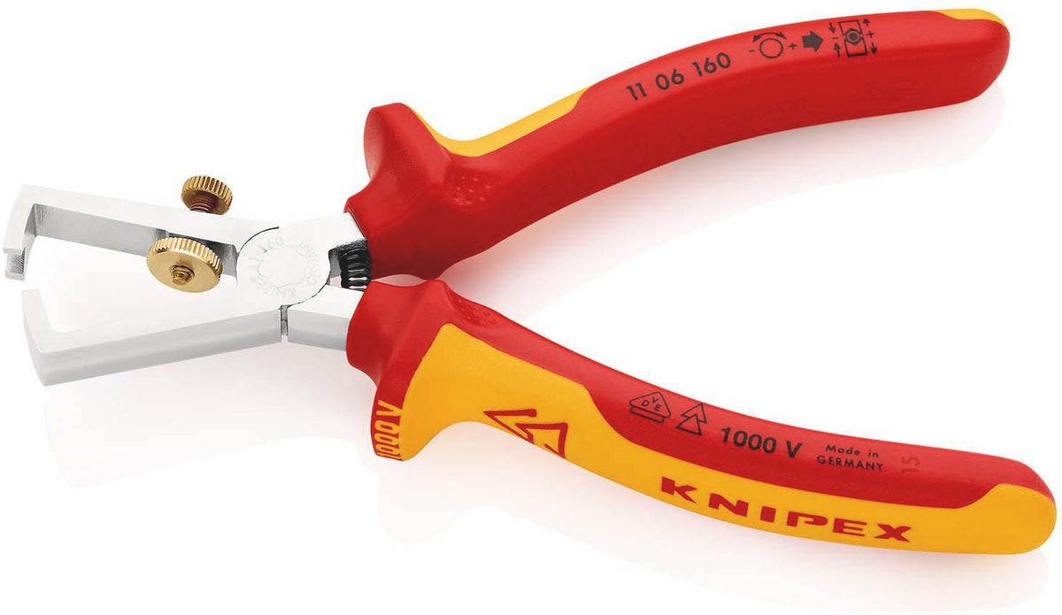 KNIPEX Abisolierzange 160 mm VDE-isoliert mit Öffnungsfeder und Mehrkomponenten-Hüllen
