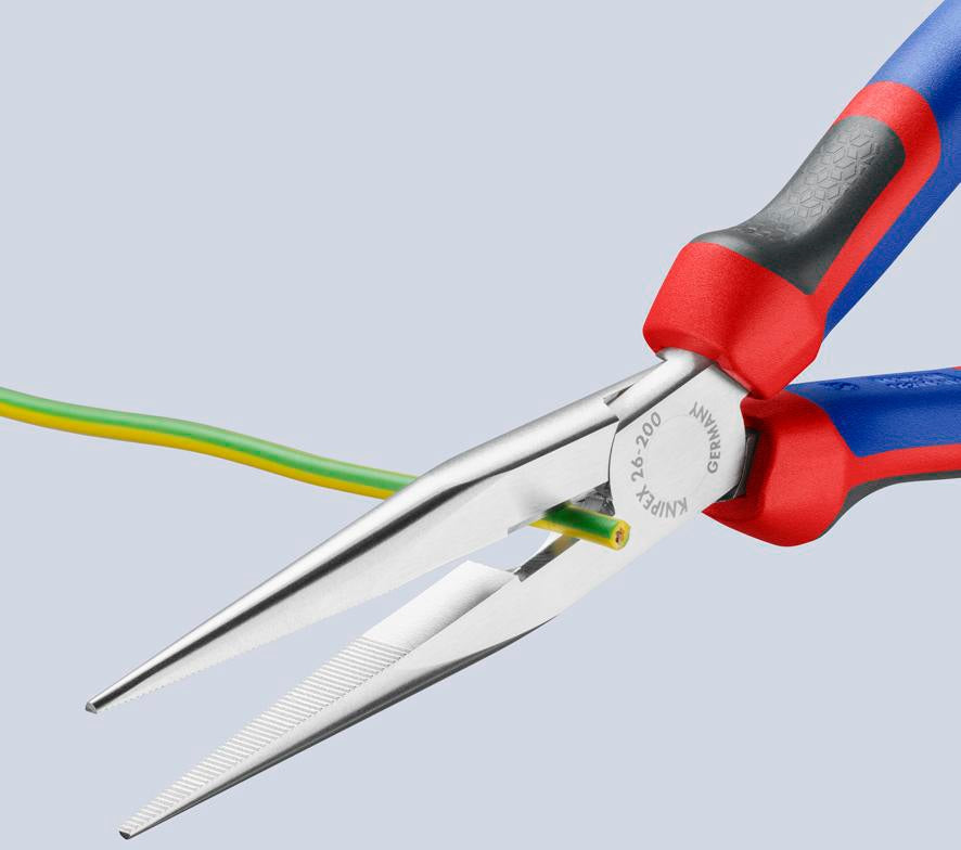 KNIPEX Flachrundzange 200 mm verchromt mit Comfort-Griff und Schneide