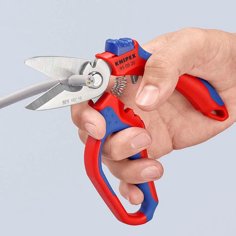 KNIPEX Elektriker-/Handwerkerschere 160 mm mit Mehrkomponenten-Hüllen und Crimpstellen
