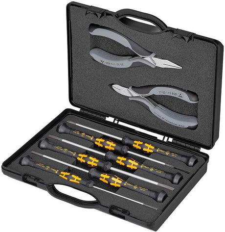 KNIPEX Elektronikwerkzeugsatz ESD 8-teilig – Elektrisch ableitend für Arbeiten an elektronischen Bauteilen