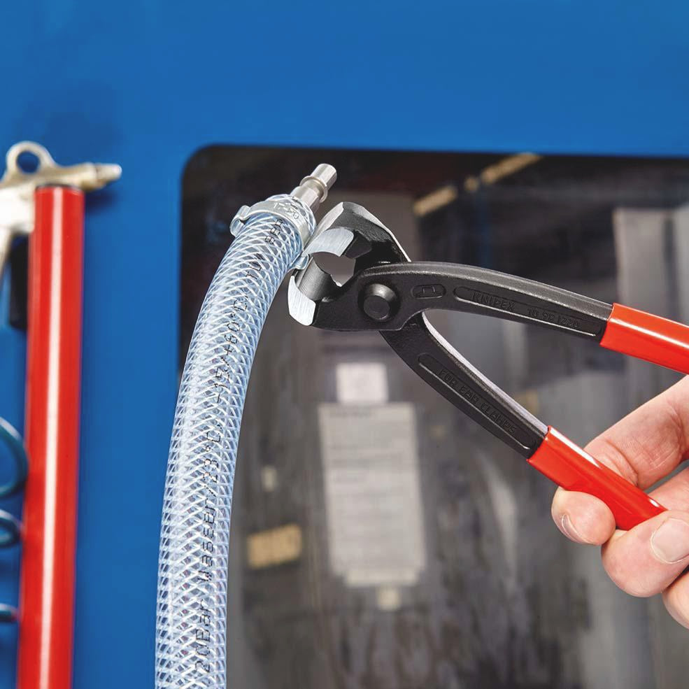 KNIPEX Ohrklemmenzange 220 mm – für 1-Ohr- und 2-Ohrklemmen, Kopf schwarz atramentiert