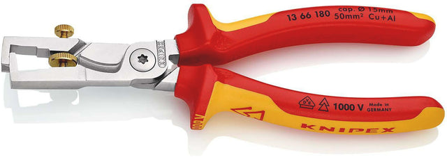 KNIPEX StriX Abisolierzange 180 mm VDE mit Kabelschere und Mehrkomponenten-Hüllen