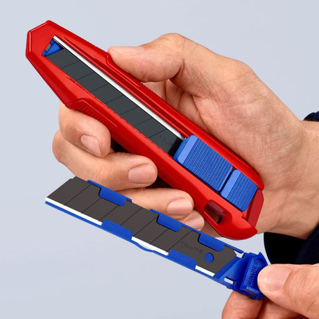 KNIPEX CutiX® Cuttermesser 18 mm Klingenbreite mit Klingenstabilisierung, Magnesiumgehäuse