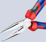 KNIPEX Flachrundzange 140 mm mit Schneide – Radiozange, verchromt, Mehrkomponenten-Hüllen