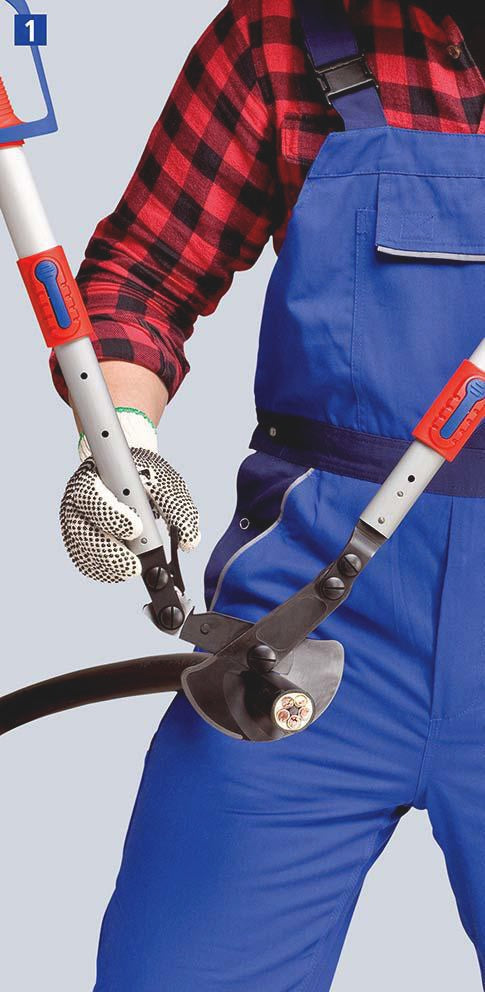 KNIPEX Kabelschere 570-770 mm mit Teleskopschenkeln und Ratschenprinzip für Kabel bis 38 mm