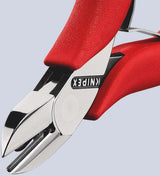 KNIPEX Elektronik-Seitenschneider 115 mm, Form 1, spiegelpoliert, mit Facette und Öffnungsfeder