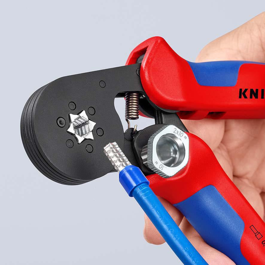 KNIPEX Aderendhülsenzange 180 mm selbsteinstellend 0,08–16 mm² – brünierter Kopf, Mehrkomponenten-Hüllen