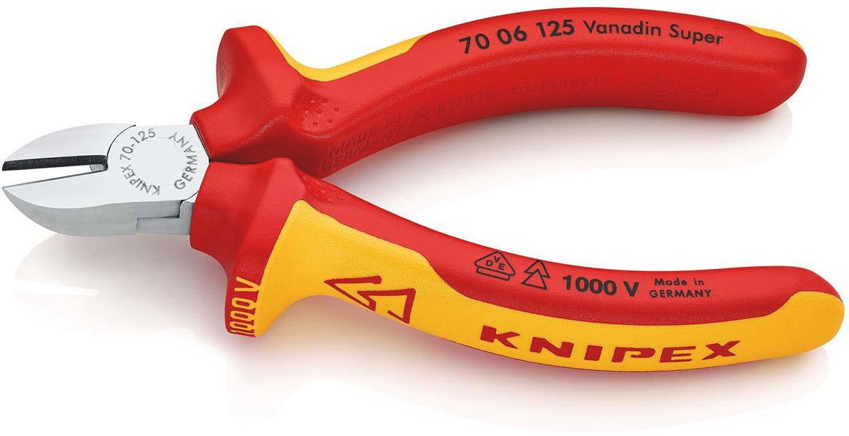 KNIPEX Seitenschneider VDE 160 mm – isoliert bis 1000 V, gehärtete Schneiden