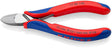 KNIPEX Elektronikseitenschneider 130 mm Form 0 mit Facette und 2K-Hülle, spiegelpolierter Kopf