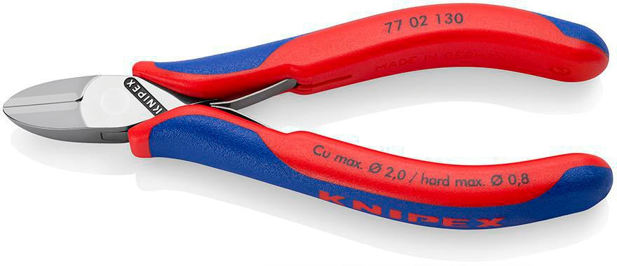 KNIPEX Elektronikseitenschneider 130 mm Form 0 mit Facette und 2K-Hülle, spiegelpolierter Kopf
