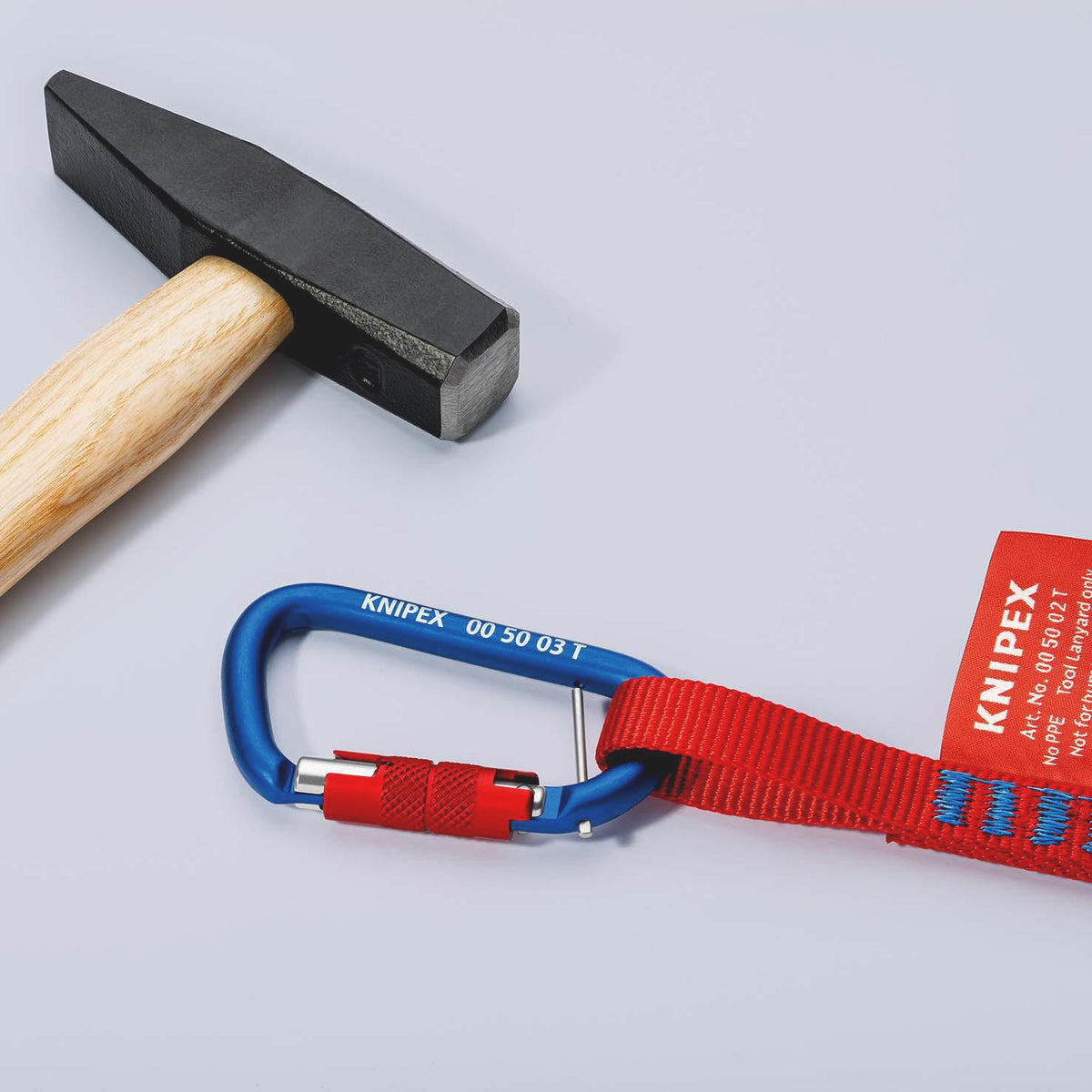 KNIPEX Materialkarabiner 81 mm mit Schraubverschluss blau beschichtet