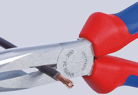 KNIPEX Flachrundzange 200 mm mit Schneide – poliert, gerade, Kunststoffüberzug