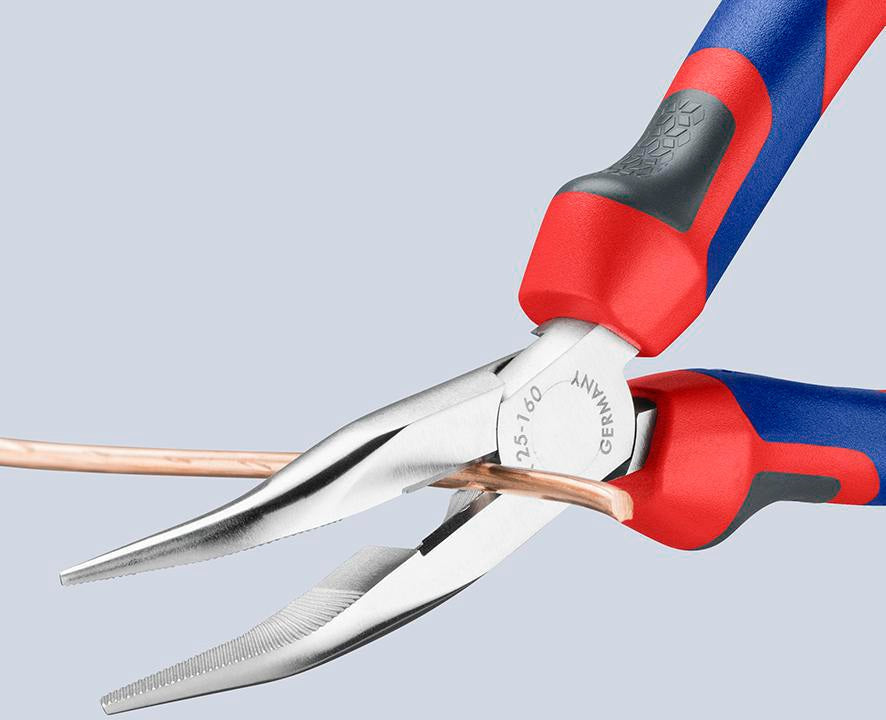 KNIPEX Flachrundzange 160 mm, 40° gewinkelt, Comfort-Griff, mit Schneide