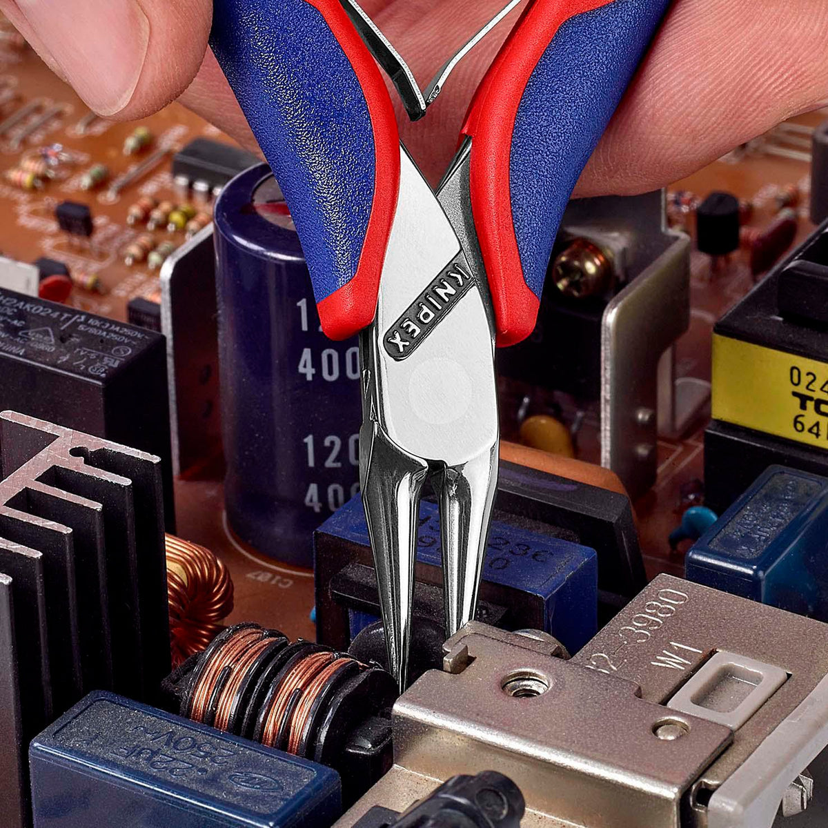 KNIPEX Elektronik-Greifzange 115 mm mit flachbreiten Backen und Kunststoffüberzug