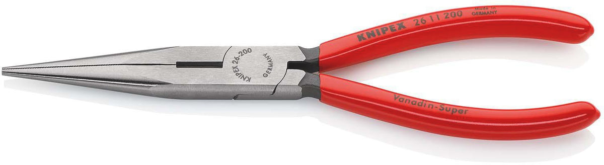 KNIPEX Flachrundzange 200 mm mit Schneide – poliert, gerade, Kunststoffüberzug