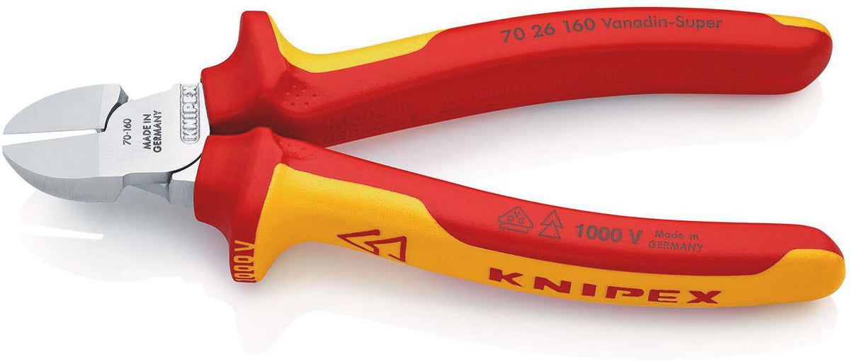 KNIPEX Seitenschneider VDE 160 mm – isoliert bis 1000 V, gehärtete Schneiden