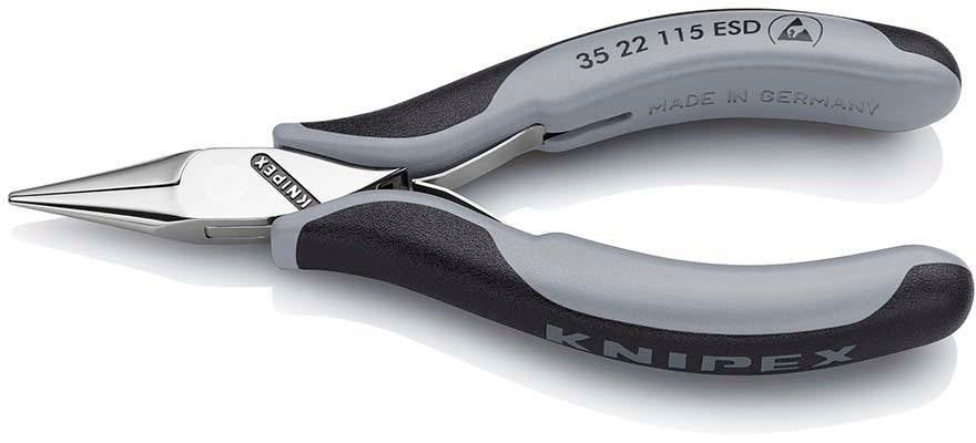 KNIPEX Elektronik-Greifzange ESD 115 mm – flachbreite Backen, spiegelpoliert, Form 3