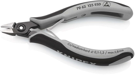 KNIPEX Präzisions-Elektronik-Seitenschneider 125 mm ESD Form 6 mit Öffnungsfeder