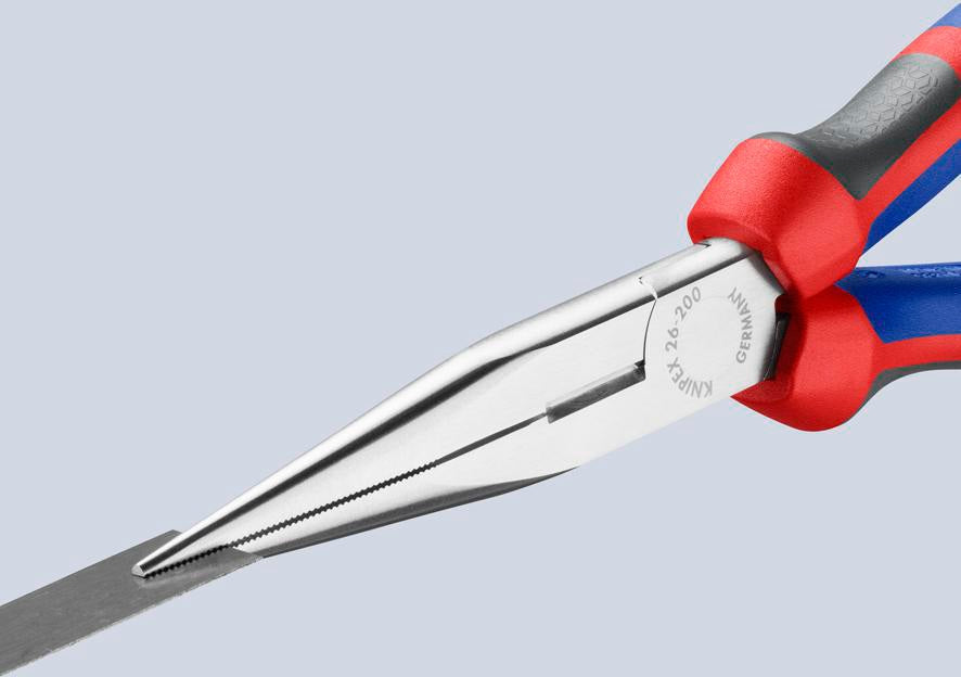 KNIPEX Flachrundzange 200 mm verchromt mit Comfort-Griff und Schneide