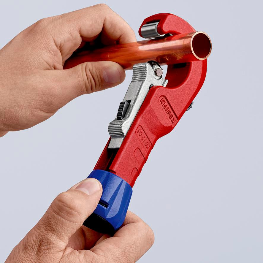 KNIPEX Rohrabschneider TubiX® 6-35 mm – QuickLock-Einhandschnellfixierung für Kupfer, Messing, Edelstahl