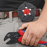KNIPEX Crimpzange MultiCrimp 250 mm mit 5 Wechseleinsätzen – Für Kabelschuhe, Verbinder & Aderendhülsen