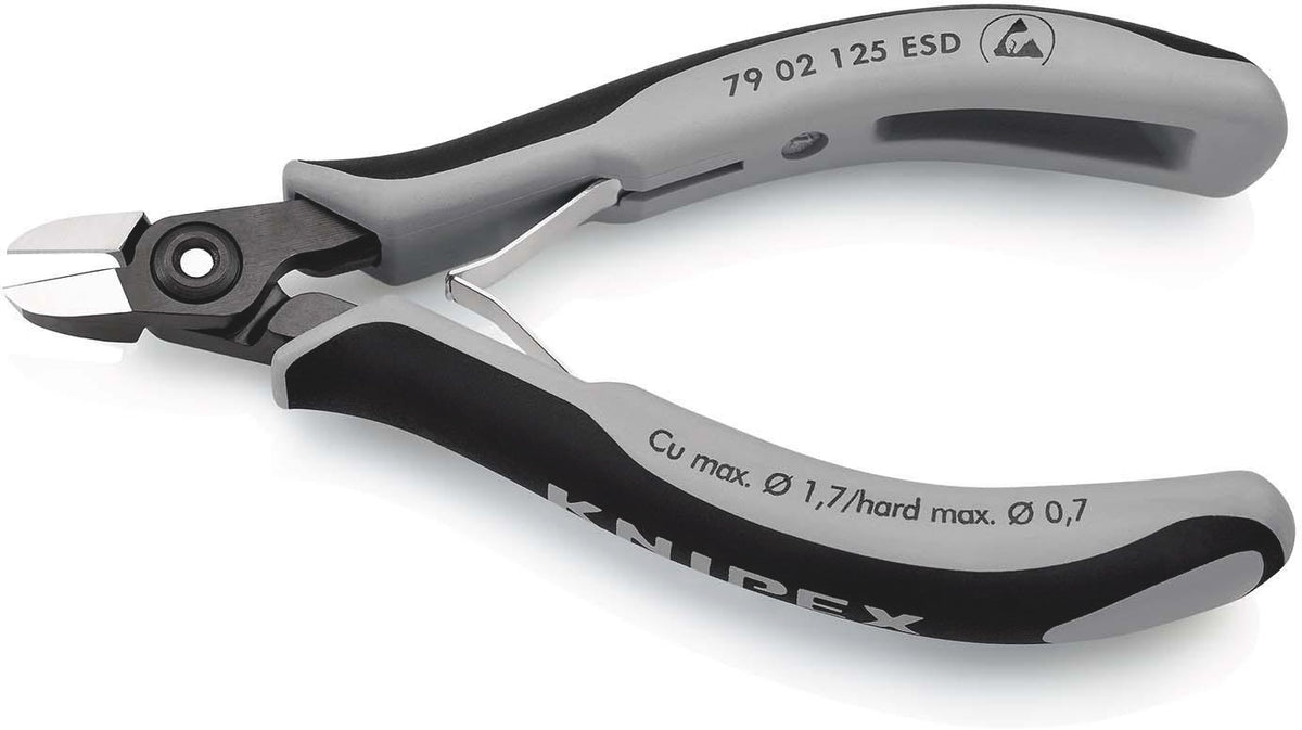 KNIPEX Präzisions-Elektronik-Seitenschneider 125 mm – ESD, induktiv gehärtete Schneiden, feinste Facette