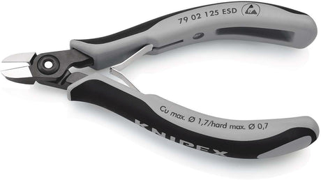 KNIPEX Präzisions-Elektronik-Seitenschneider 125 mm – ESD, induktiv gehärtete Schneiden, feinste Facette