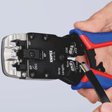 KNIPEX Crimpzange für Westernstecker RJ 10/11/12/45, 200 mm, mit Schneid- und Abmantelfunktion