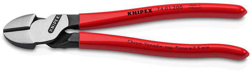 KNIPEX Kraftseitenschneider 140 mm poliert Form 0 – 20 % Kraftersparnis, Kunststoffüberzug