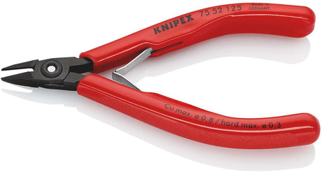 KNIPEX Elektronik-Seitenschneider 125 mm Form 5 mit Facette und Öffnungsfeder