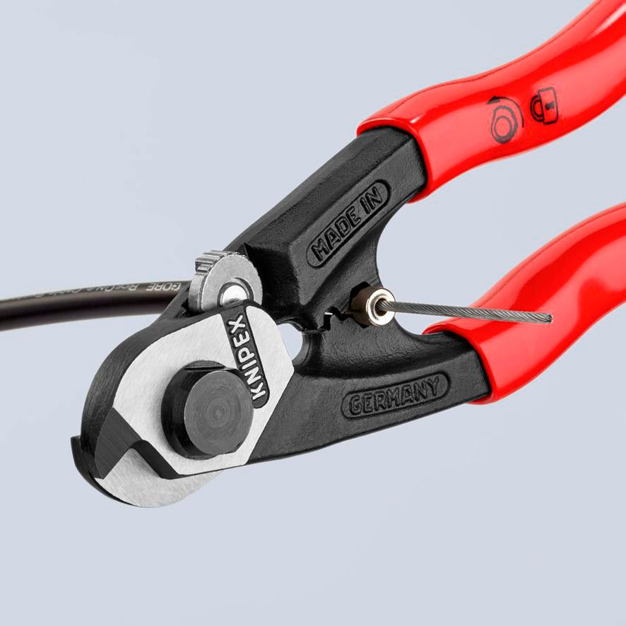 KNIPEX Drahtseilschere 190 mm – für harte Drahtseile, Kabel und Rundstahl, poliert