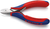 KNIPEX Elektronikseitenschneider 130 mm Form 0 mit Facette und 2K-Hülle, spiegelpolierter Kopf