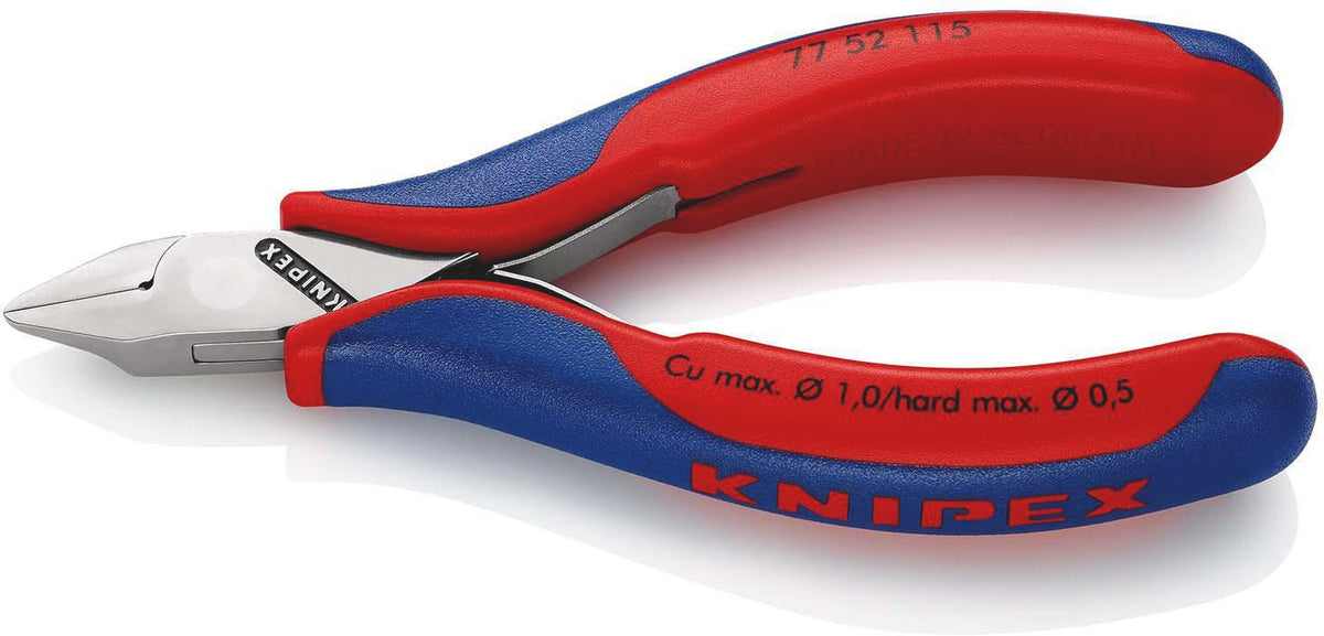 KNIPEX Elektronikseitenschneider 130 mm Form 0 mit Facette und 2K-Hülle, spiegelpolierter Kopf