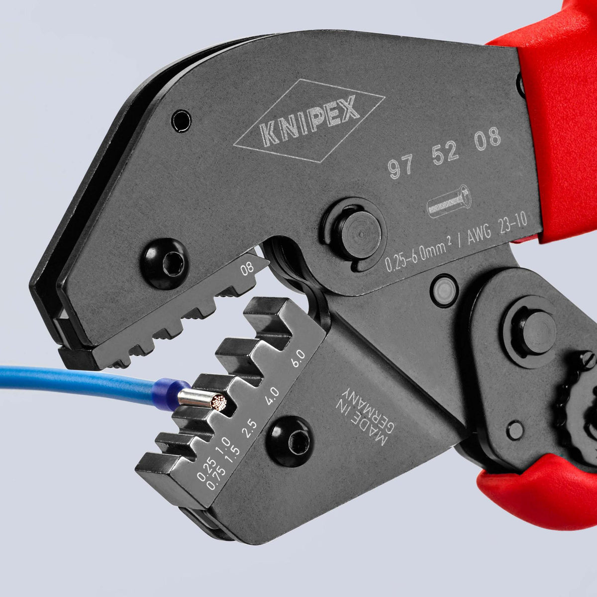 KNIPEX Crimpzange 250 mm für isolierte und unisolierte Aderendhülsen 0,25–6 mm²