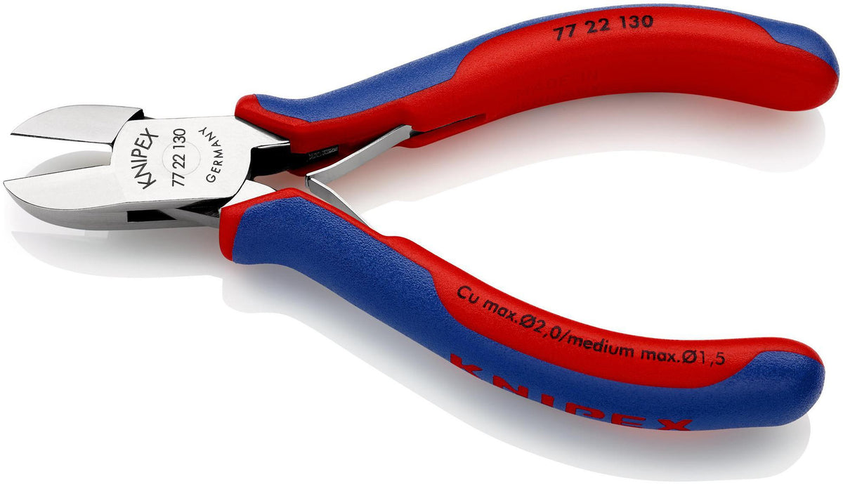 KNIPEX Elektronikseitenschneider 130 mm Form 2 mit Facette und 2K-Hülle