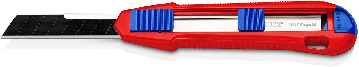 KNIPEX CutiX® Cuttermesser 18 mm Klingenbreite mit Klingenstabilisierung, Magnesiumgehäuse