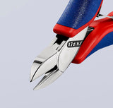 KNIPEX Elektronikseitenschneider 130 mm Form 0 mit Facette und 2K-Hülle, spiegelpolierter Kopf