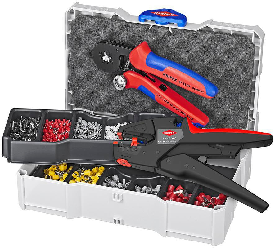 KNIPEX Aderendhülsensortiment 1252-tlg. 0,50-10,00 mm² mit Automatik-Abisolierzange im Systainer