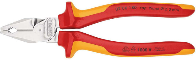 KNIPEX Kraftkombizange VDE 180 mm – 35 % Kraftersparnis, verchromt, Mehrkomponenten-Griff