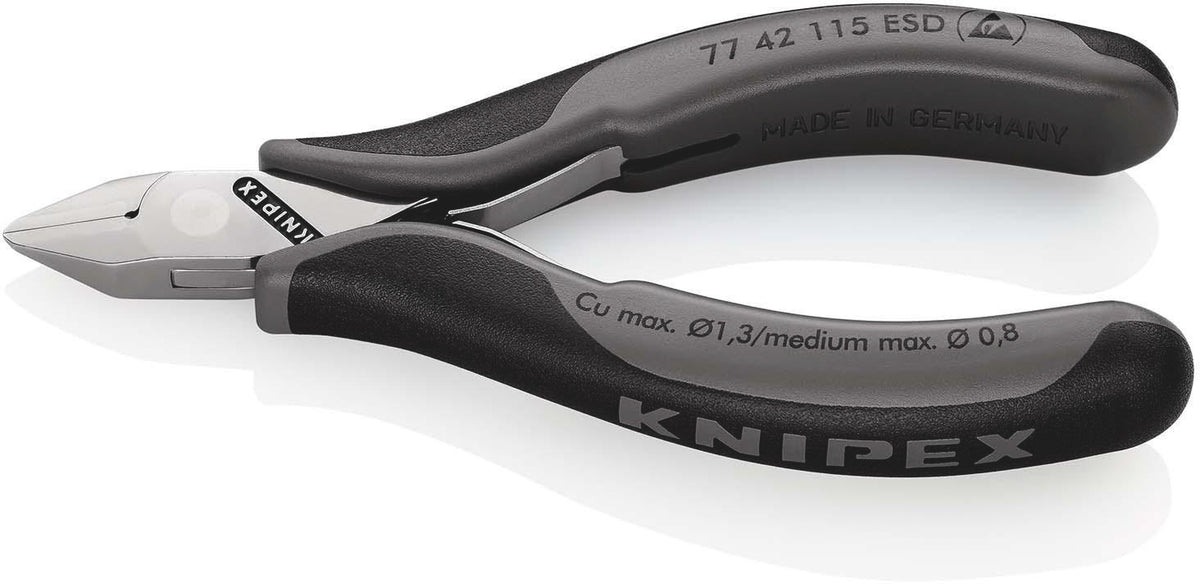 KNIPEX Elektronikseitenschneider 115 mm Form 4, spiegelpoliert, ESD, für feinste Schneidarbeiten