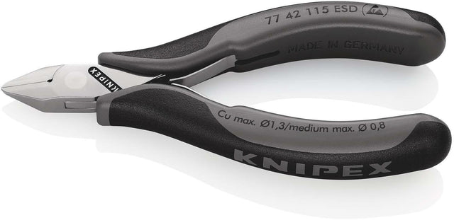 KNIPEX Elektronikseitenschneider 115 mm Form 4, spiegelpoliert, ESD, für feinste Schneidarbeiten