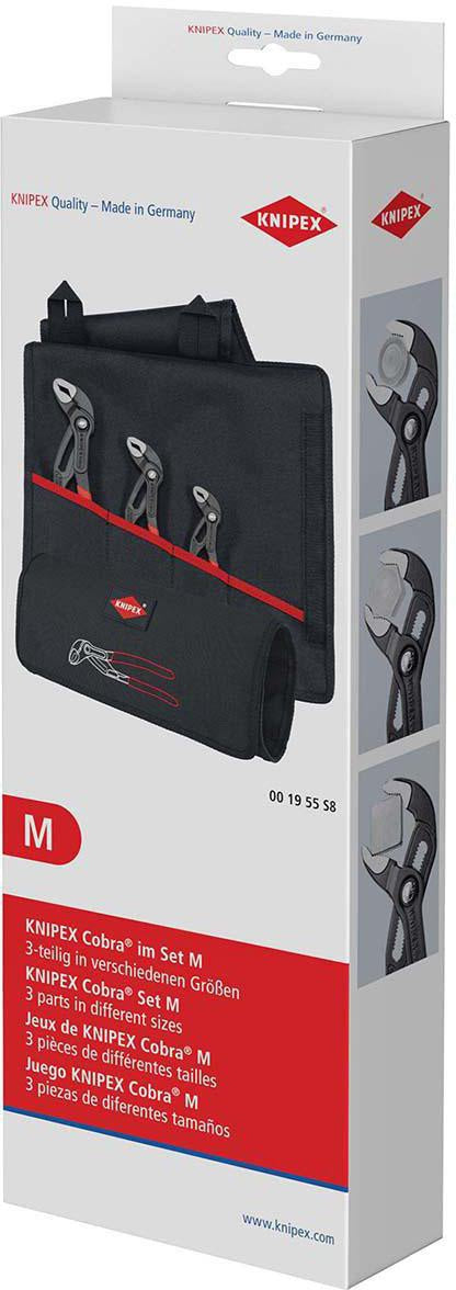 KNIPEX Zangensatz Cobra®-Set 5-teilig mit Rolltasche – selbstklemmende Wasserpumpenzangen