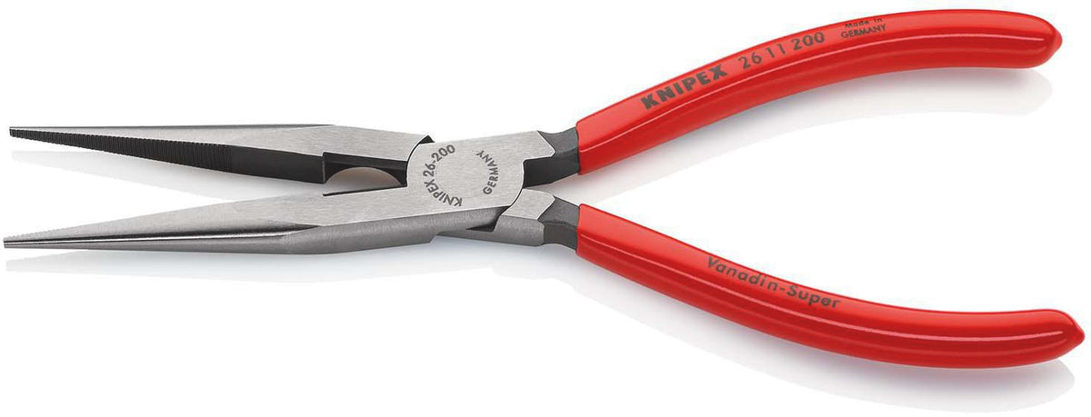 KNIPEX Flachrundzange 200 mm mit Schneide – poliert, gerade, Kunststoffüberzug