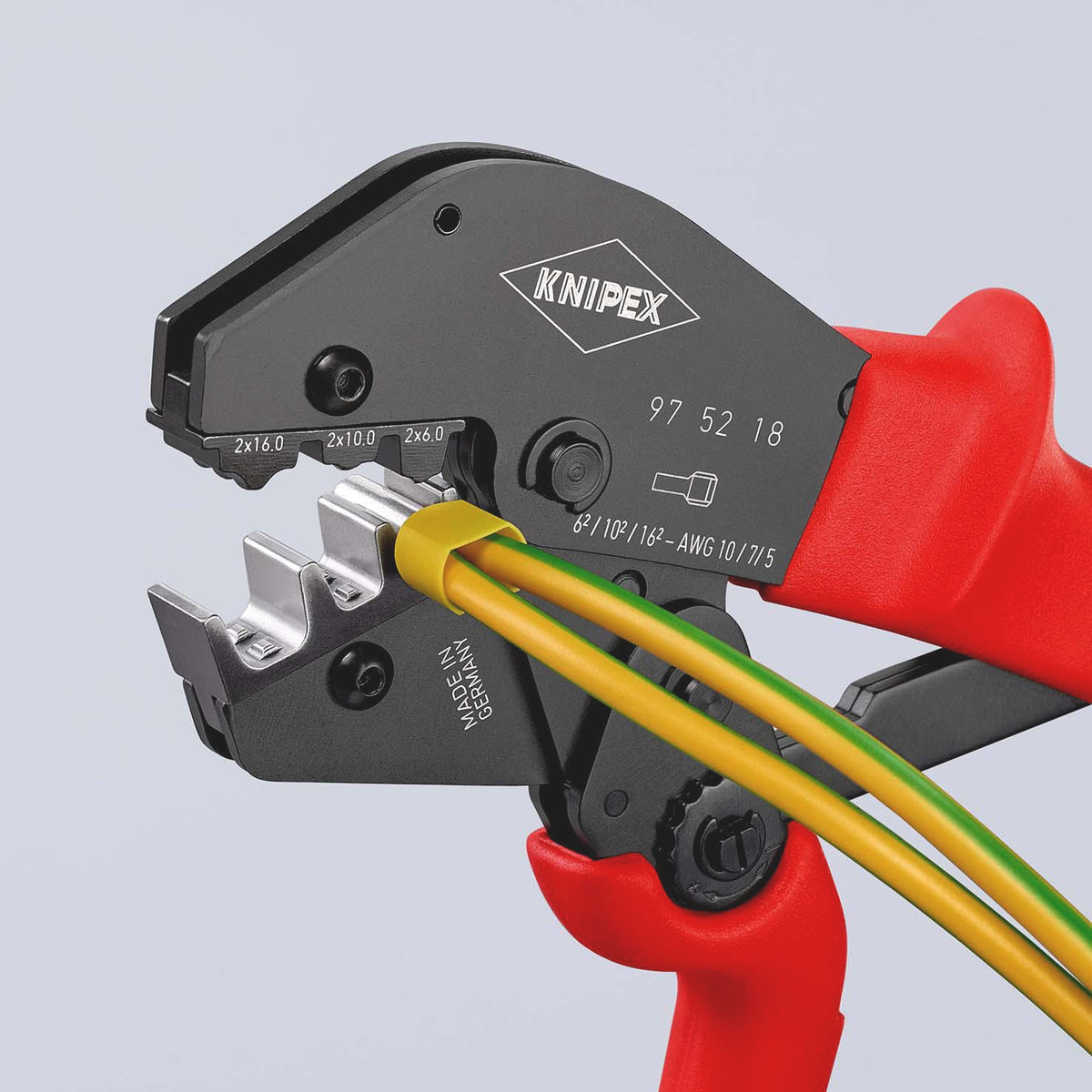KNIPEX Crimpzange 250 mm – Für unisolierte Kabelschuhe und Verbinder, 2x6, 2x10, 2x16 mm²