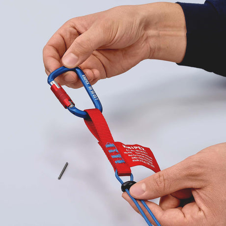 KNIPEX Materialkarabiner 81 mm mit Schraubverschluss blau beschichtet