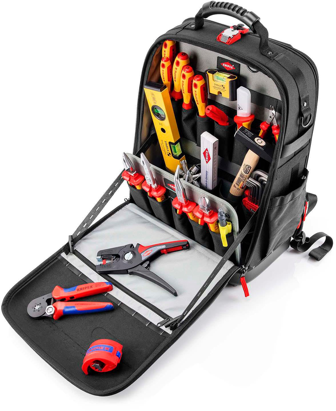 KNIPEX Werkzeugsortiment Modular X18 Elektro 23-teilig im Rucksack – VDE-geprüft, 15 kg Beladung