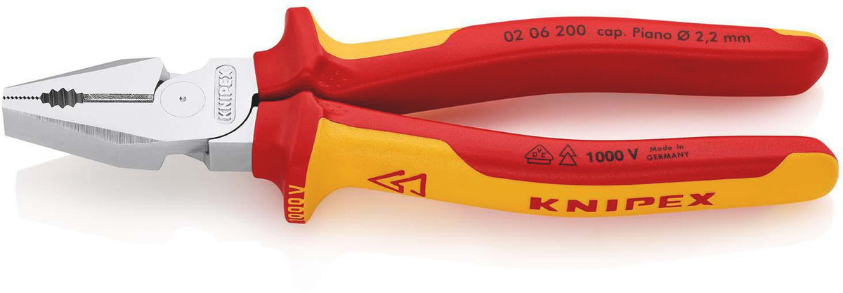 KNIPEX Kraftkombizange VDE 180 mm – 35 % Kraftersparnis, verchromt, Mehrkomponenten-Griff