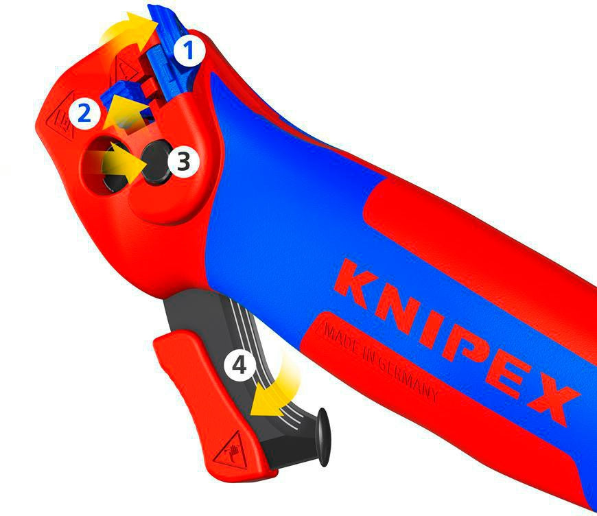 KNIPEX Abmantelungsmesser 146 mm mit Hakenklinge und Ratschenfunktion