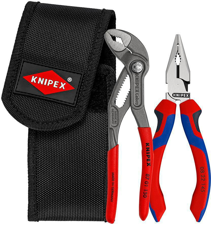 KNIPEX Zangensatz Minis 2-teilig mit Gürteltasche – Spitzkombizange und Cobra®