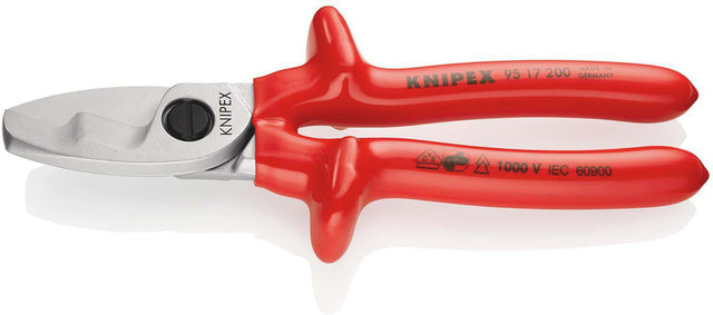 KNIPEX Kabelschere 200 mm VDE-isoliert bis 1000 V mit Doppelschneide für Kupfer- und Alukabel